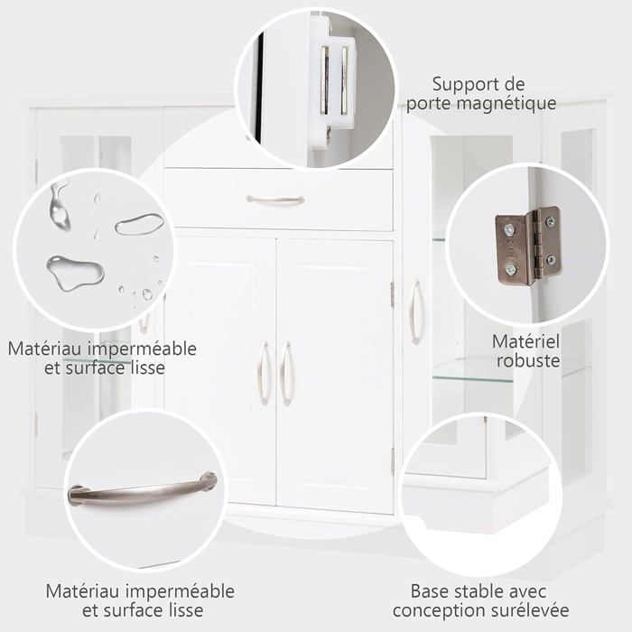 COSTWAY Kitchen Buffet, Storage Unit 107 x 30 x 82 CM White Cabinet for Kitchen and Living Room