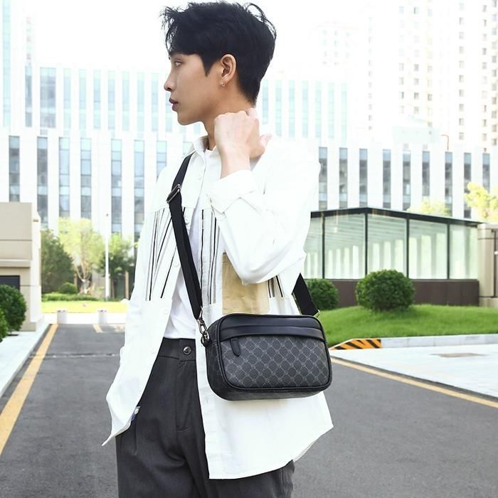 Sacoche Homme Bandouliere - XJYDNCG - Cuir - Vintage - pour le travail,les voyages  - Noir