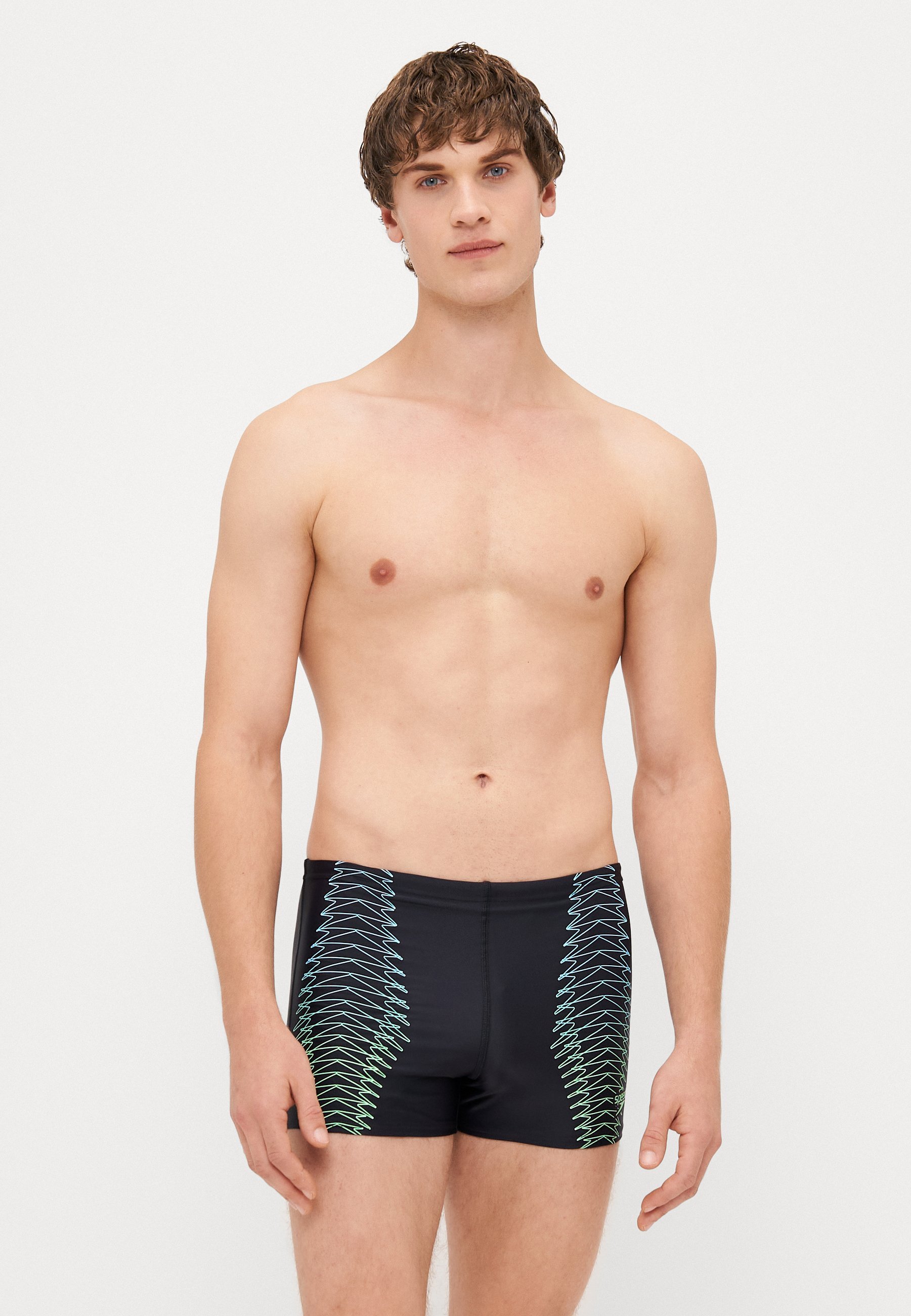 Speedo MENS TECH PRINT AQUASHORT - Badeshorts - black/alfalfa green