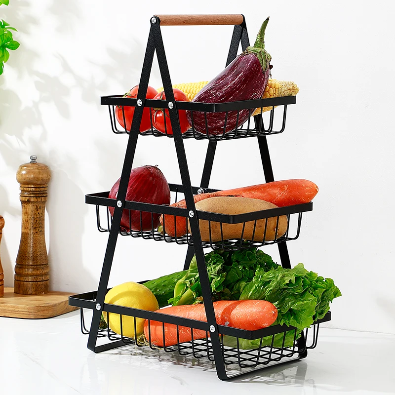 Panier de rangement multifonctionnel à double niveau, étagère de bureau, table de rangement pour fruits et en-cas, comprend 2 niveaux de rangement sur le dessus.