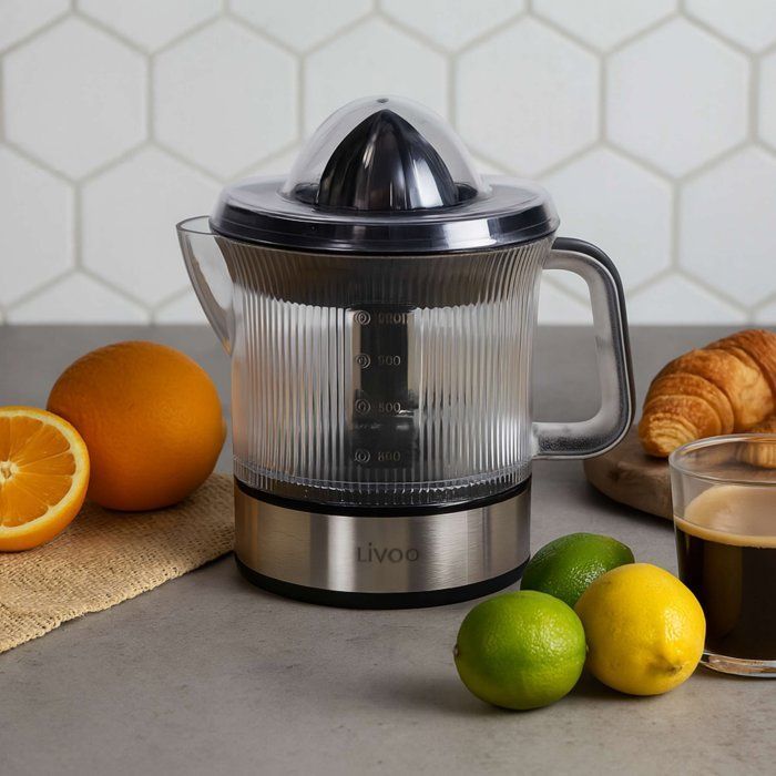 Espremedor de Cítricos Elétrico - LIVOO - DOD210 - 40 W - 1 cone grande e 1 cone pequeno - Aço Inoxidável / Preto