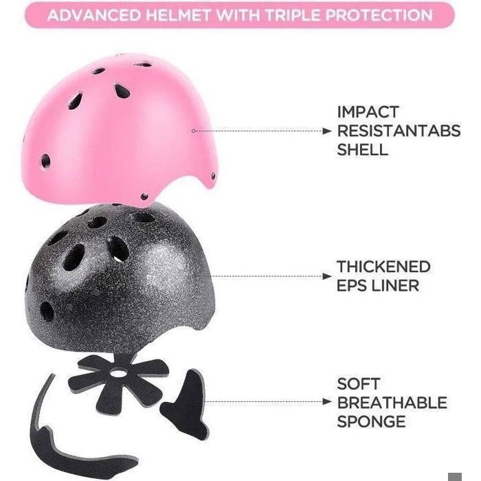 Casque Protection pour Roller, Skateboard, Vélo, Trottinette pour Enfant 3 à 7 ans, ROSE