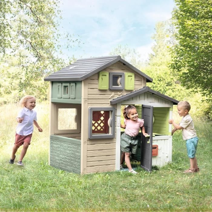 Smoby Life - Maison Friends House Evo - Moderne et spacieuse - Portillon - Boite aux Lettres - Dès 3 ans