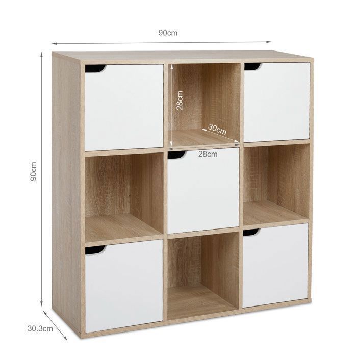 Estante para livros com 9 compartimentos, sendo 4 abertos e 5 com portas - Mondeer