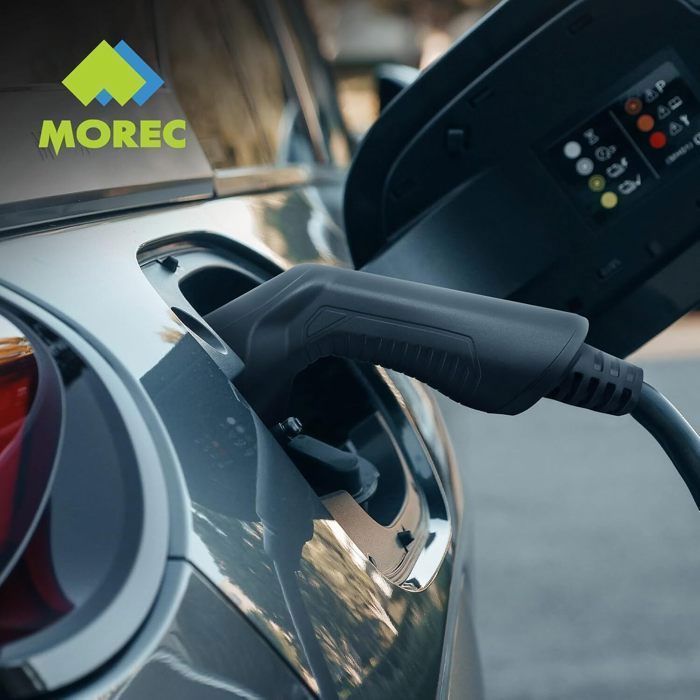 Estación de carga mural monofásica para vehículos eléctricos Morec de 7 kW y 32 A con cable de carga rápida tipo 2, 6 metros.
