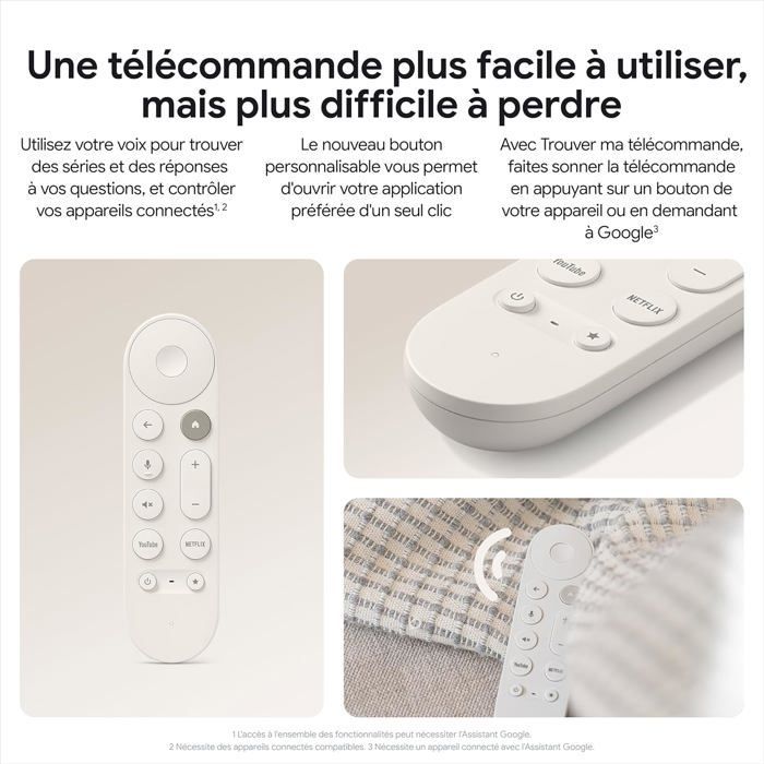 Reproductor multimedia 4K para TV - GOOGLE - Modelo con control remoto por voz - 32 GB - Dolby Vision - HDMI 2.1