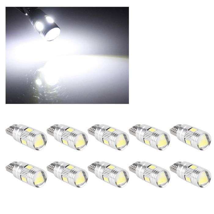 Bombilla LED Shipenophy T10, 10 unidades, T10 5630 6SMD W5W, bombilla LED decodificable para coche, Canbus, sin errores, para faros delanteros.