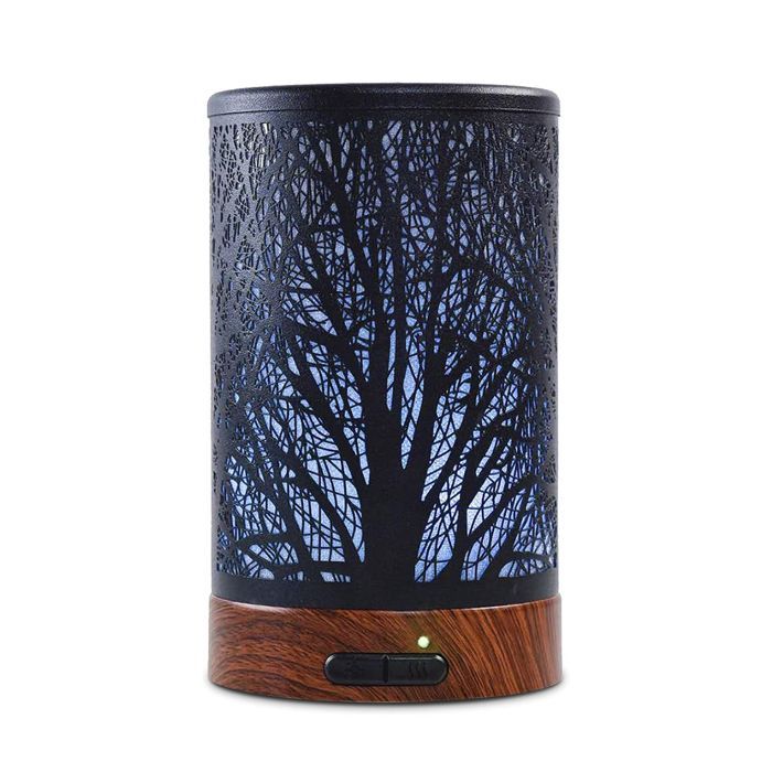Difusor ultrasónico de aceites esenciales - Difusor eléctrico de aromaterapia de metal - Diseño de árbol de 150 ml - para dormitorio, sala de estar, spa, yoga