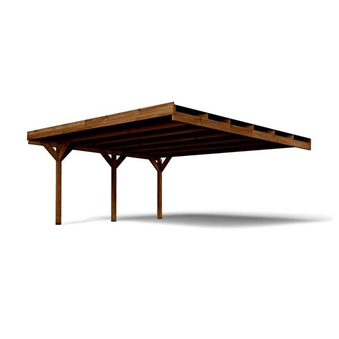 Angebauter Carport aus Holz für 2 Autos, 30,9 m²