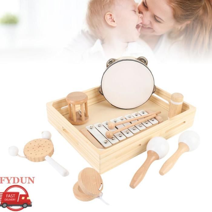 Set di percussioni in legno FYDUN, strumento musicale in legno per bambini, set di gioco puzzle