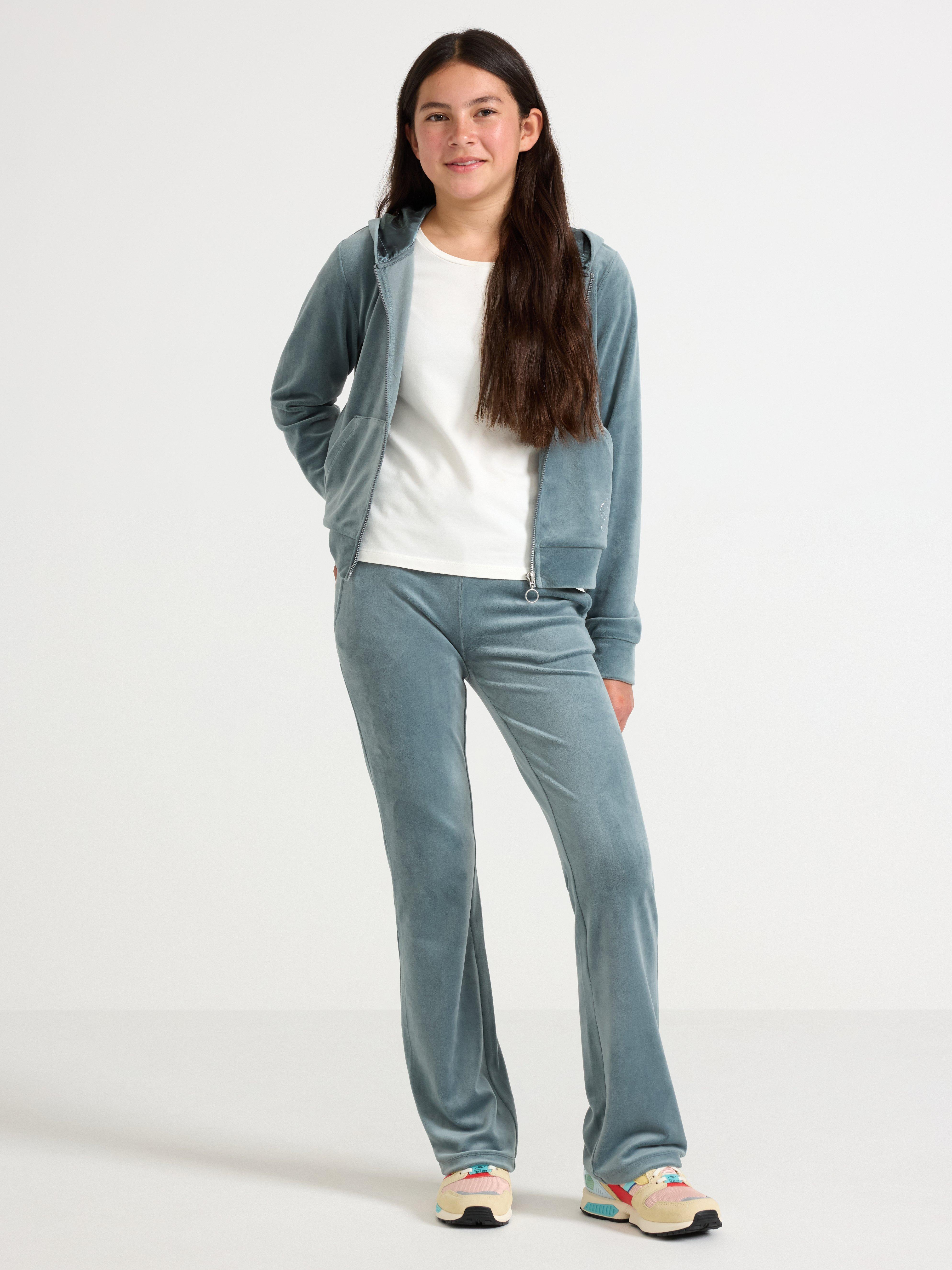 Dusty Aqua velour slengbukser