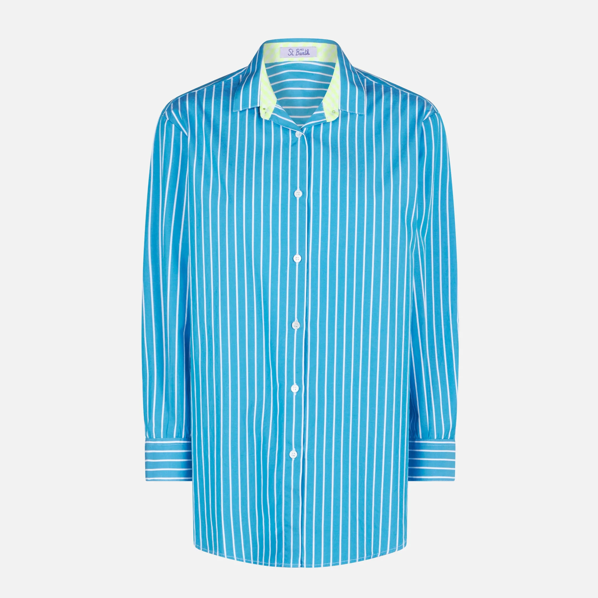 Gestreept katoenen shirt met geborduurd 'Born in St. Barth'.