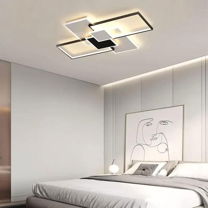 DORLINK 120W dimbare LED-plafondlamp met afstandsbediening – Ø110cm – 3000-6500K – Modern design – Woonkamer/keukenverlichting – Zwart+wit