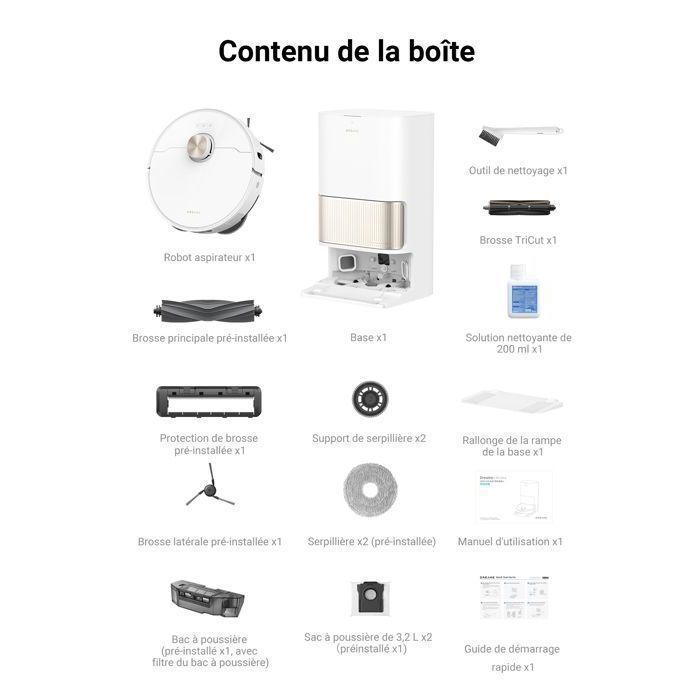 Aspirateur robot laveur Dreame L40 ultra Blanc - Aspiration 11 000 Pa - Brosse latérale extensible et relevable- MopExtend
