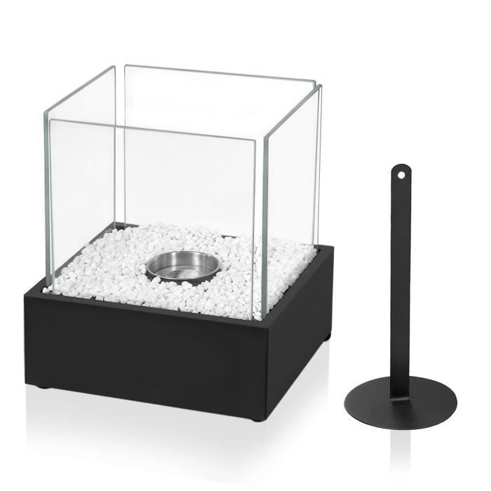AUFUN Bioethanol Tabletop Fireplace - Black - Portable Indoor/Outdoor - Clean Burning