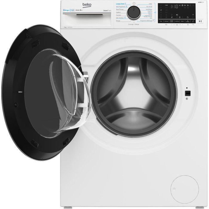 Lavatrice a carica frontale BEKO B7WFU39411WDOS serie bPro 700 - 9 kg - Induzione - Larghezza 60 cm - 1400 giri/min - Classe energetica A - Dosaggio automatico - Bianca