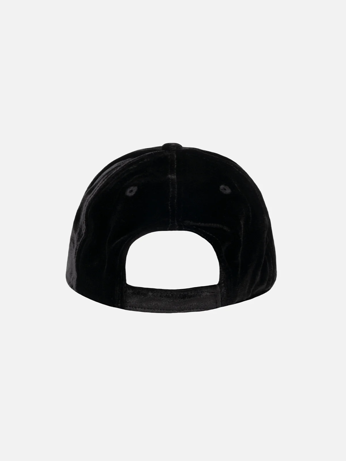 Zwarte fluwelen baseballpet met logo van strass-steentjes