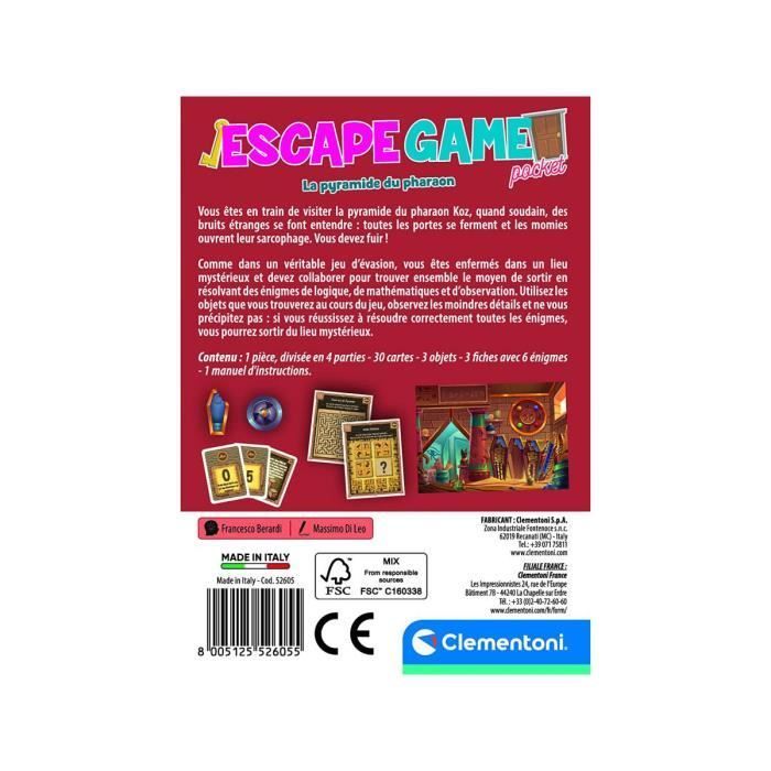 Juego de escape de bolsillo - La pirámide del faraón - Clementoni - Infantil - 2 o más jugadores - Marrón