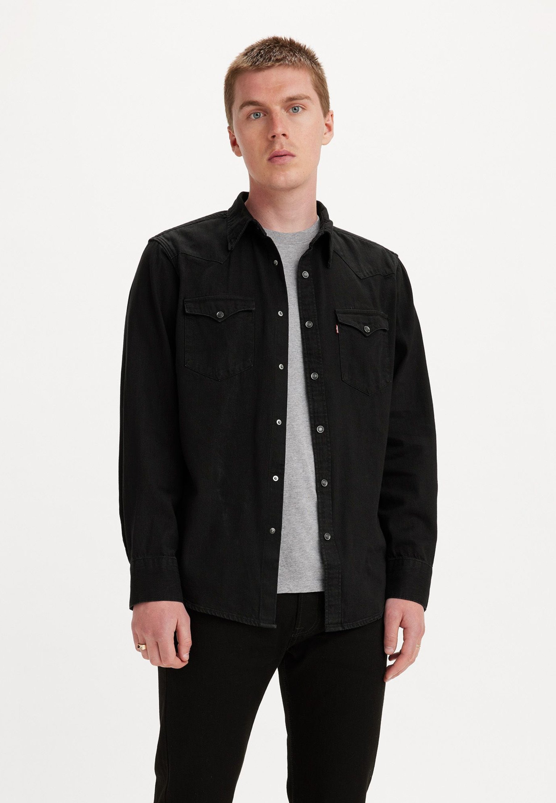 Levi's® BARSTOW WESTERN STANDARD - Camicia - nero effetto marmo