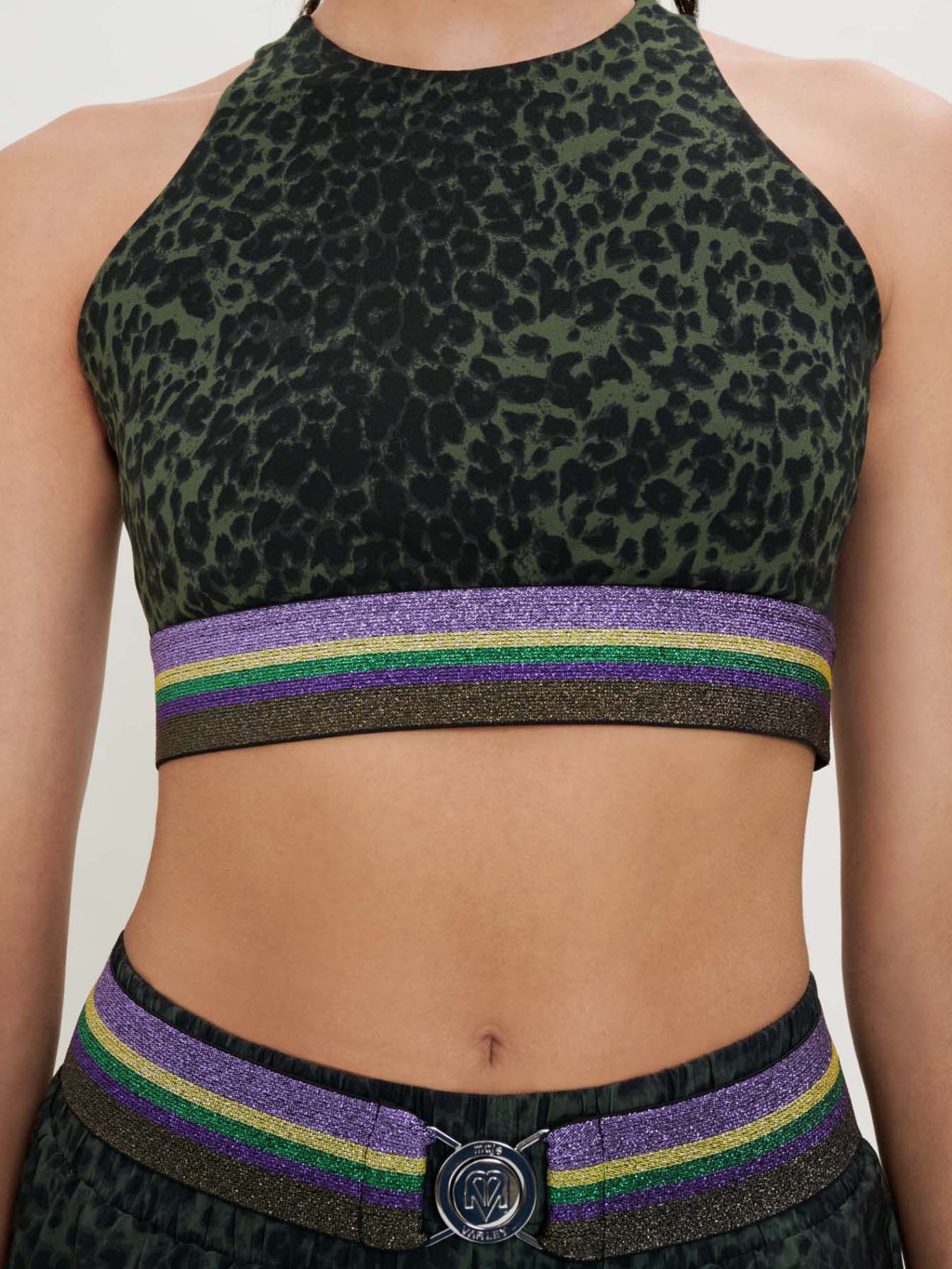 Sutien sport kaki cu imprimeu leopard