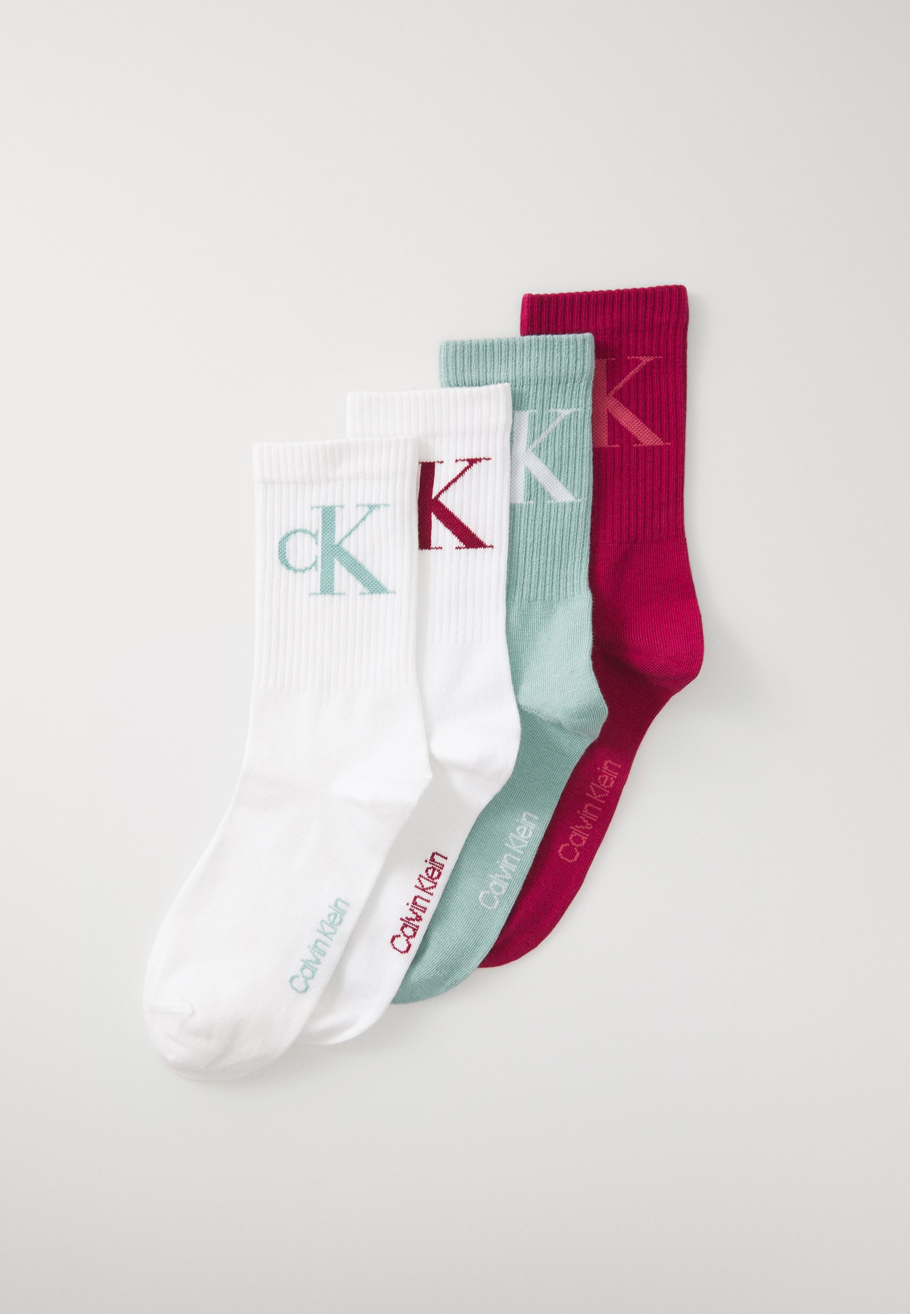 Calvin Klein Underwear WOMEN MONOGRAM ECOM 4-PACK - Sokken - bessenrood/jadegroen