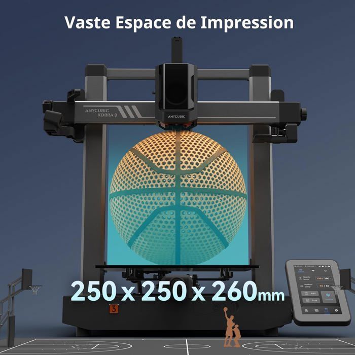 Imprimante 3D FDM - ANYCUBIC - Kobra 3 Combo - Vitesse 600 mm/s - Multicolore - Détection d'obstruction