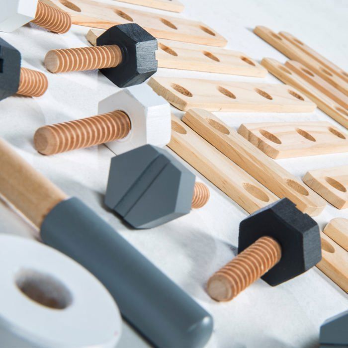 Jeu de Construction en Bois - ROBA - 48 Pièces - Boîte à Outils - A Partir de 3 Ans