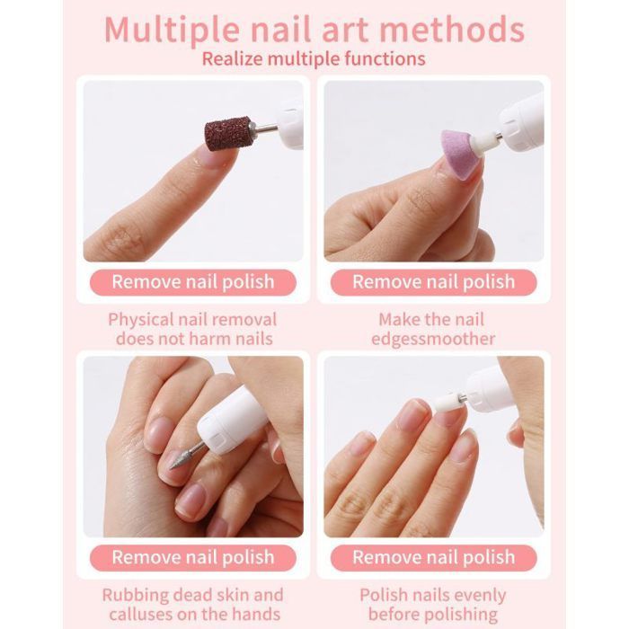 Electric Nail File, 12 in 1 Nail Drill Professional Nail Sander 18000 RPM Portable Manicure Pedicure Kit