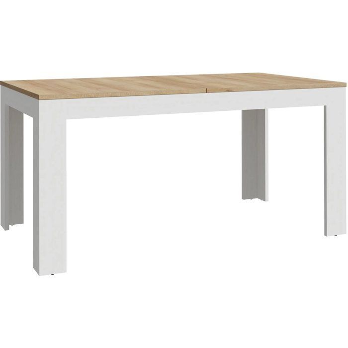 BOHOL Uitschuifbare eettafel – Wit & Hout – Geschikt voor 8 personen – Uitschuifbaar van 160 tot 206,6 cm × B 90,2 cm × H 78,2 cm
