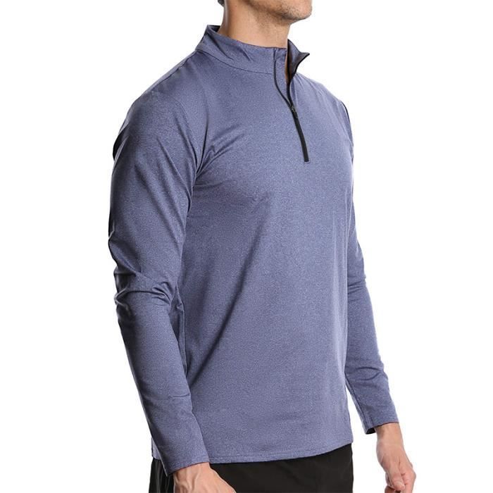 Men's Long Sleeve Running T-Shirt, Quick Drying, Breathable, Blue