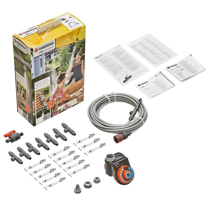 Kit de nebulização Easy Plus com temporizador - GARDENA - 13137-20 - Ideal para refrescar o ar no verão