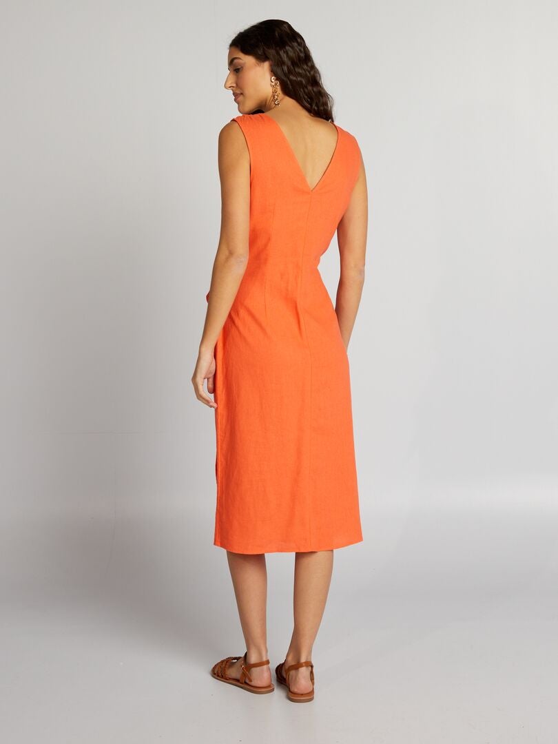 Mouwloze midi-jurk - ORANJE