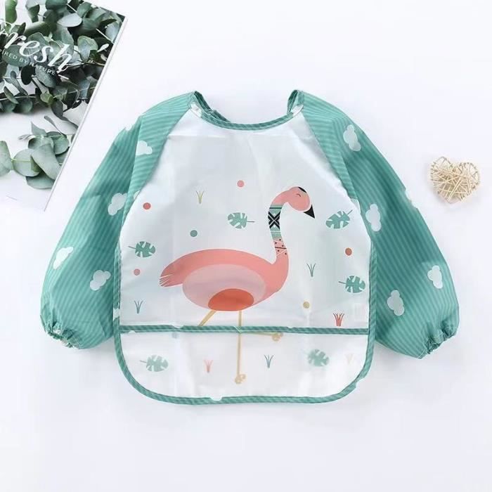 Conjunto de 4 babadores impermeáveis de manga comprida para alimentação de bebês e blusa avental para bebês de 1 a 4 anos.