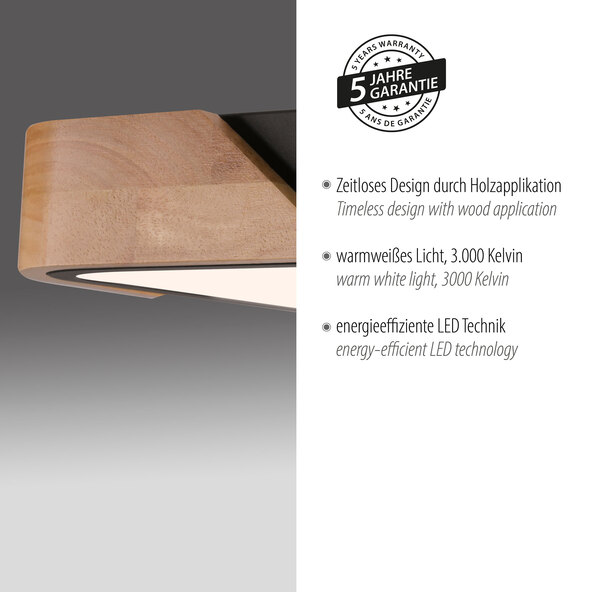 Φωτιστικό οροφής LED BILA, 32 x 32 cm, μαύρο