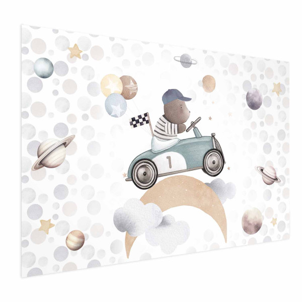Plakat Miś w wyścigówce 30x21 cm