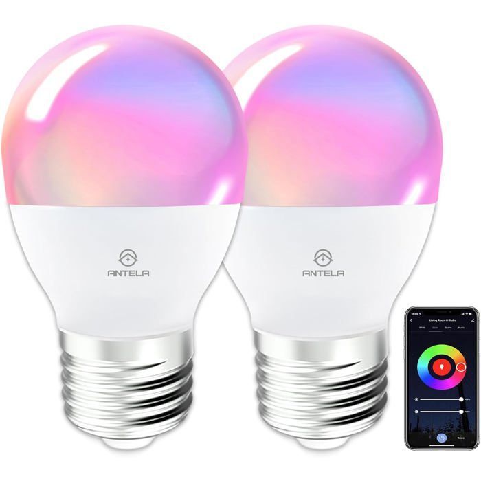 Bombilla inteligente WiFi FEBEST - E27 - 4,9 W - 470 lm - RGB+CCT - 2700 K-6500 K - Compatible con Alexa y Google Home