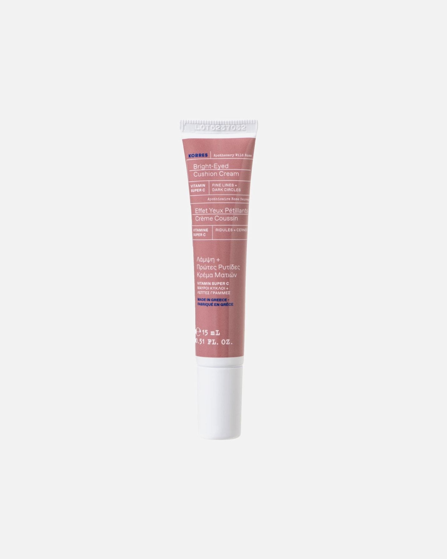 KORRES paakių kremas „Apothecary Wild Rose Bright-EyedCushion“ – 15 ml