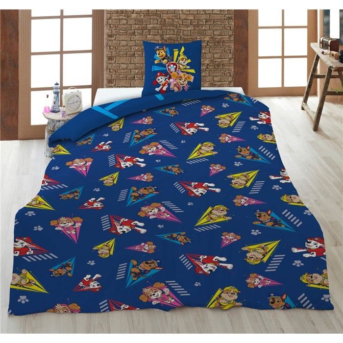 Juego de ropa de cama infantil - PAW Patrol - Chase - Funda nórdica 140x200 cm - Funda de almohada 65x65 cm - Polialgodón