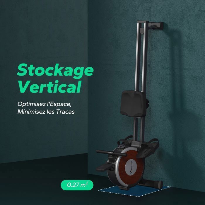 Vogatore elettromagnetico – MERACH – Supporto per tablet – Compatibile con app – 16 livelli di resistenza – Acciaio – Marrone chiaro