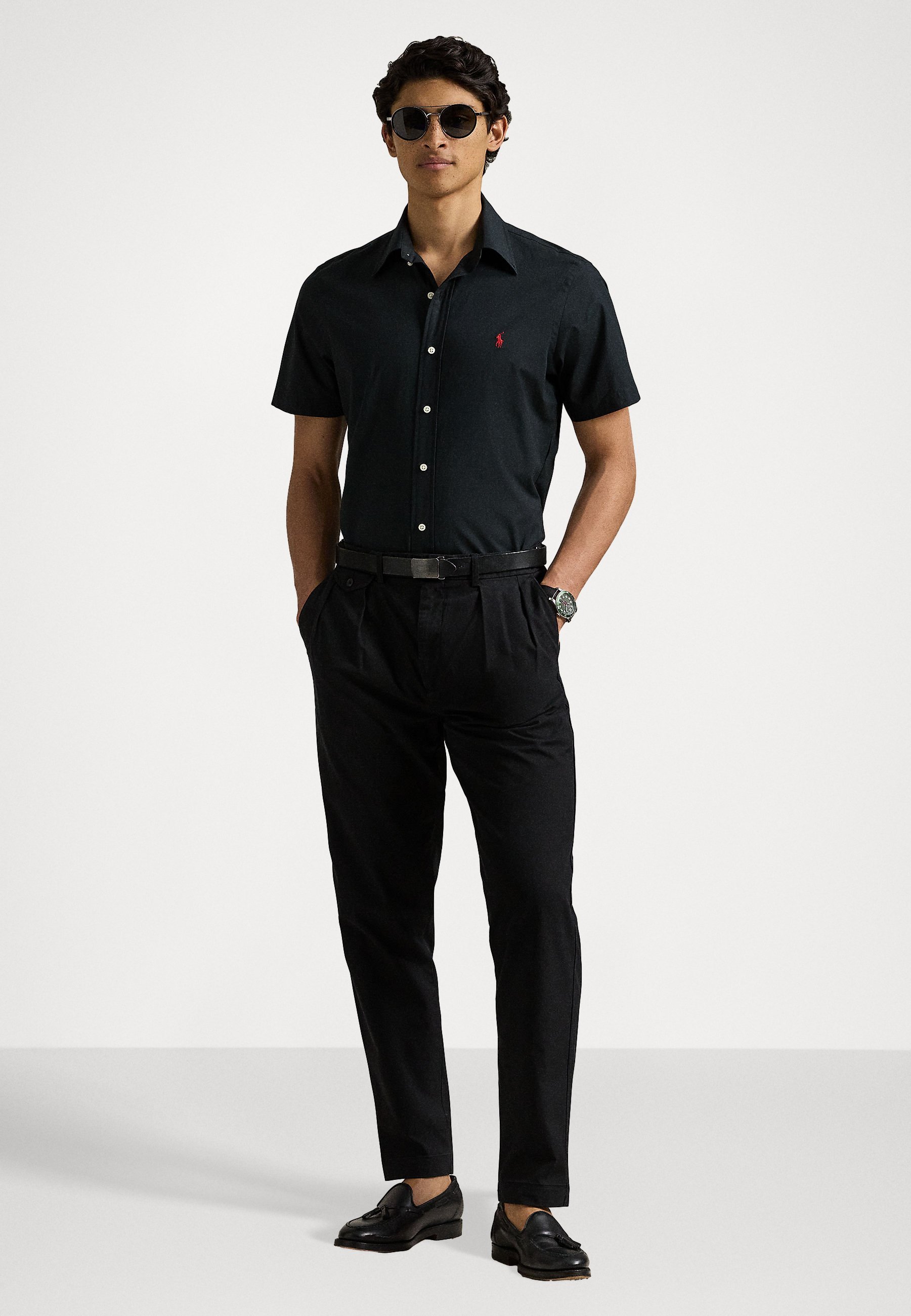 Chemise Polo Ralph Lauren coupe personnalisée en popeline stretch - Polo noir
