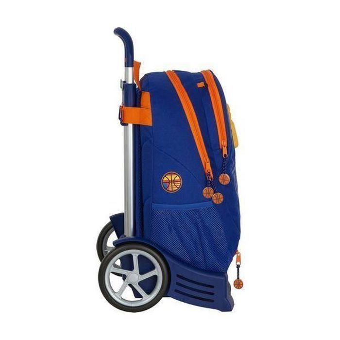 Wheeled school bag - Valencia Basket - Evolution - Blue - Orange - Polyester, Steel