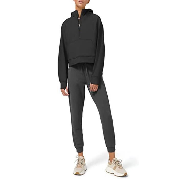 Sweat-Shirt Femme - FONDUPIN - Demi-zip - Manches Longues - Noir