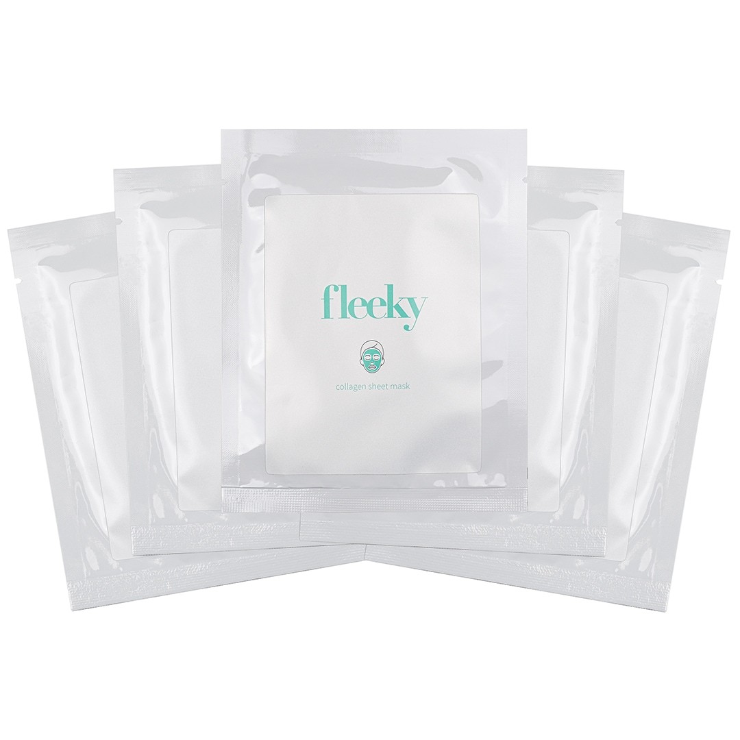 „Fleeky Sheet Mask“ kolageno lakštinė kaukė su 540 adatų dermaroleriu – 1 vnt. + volelis