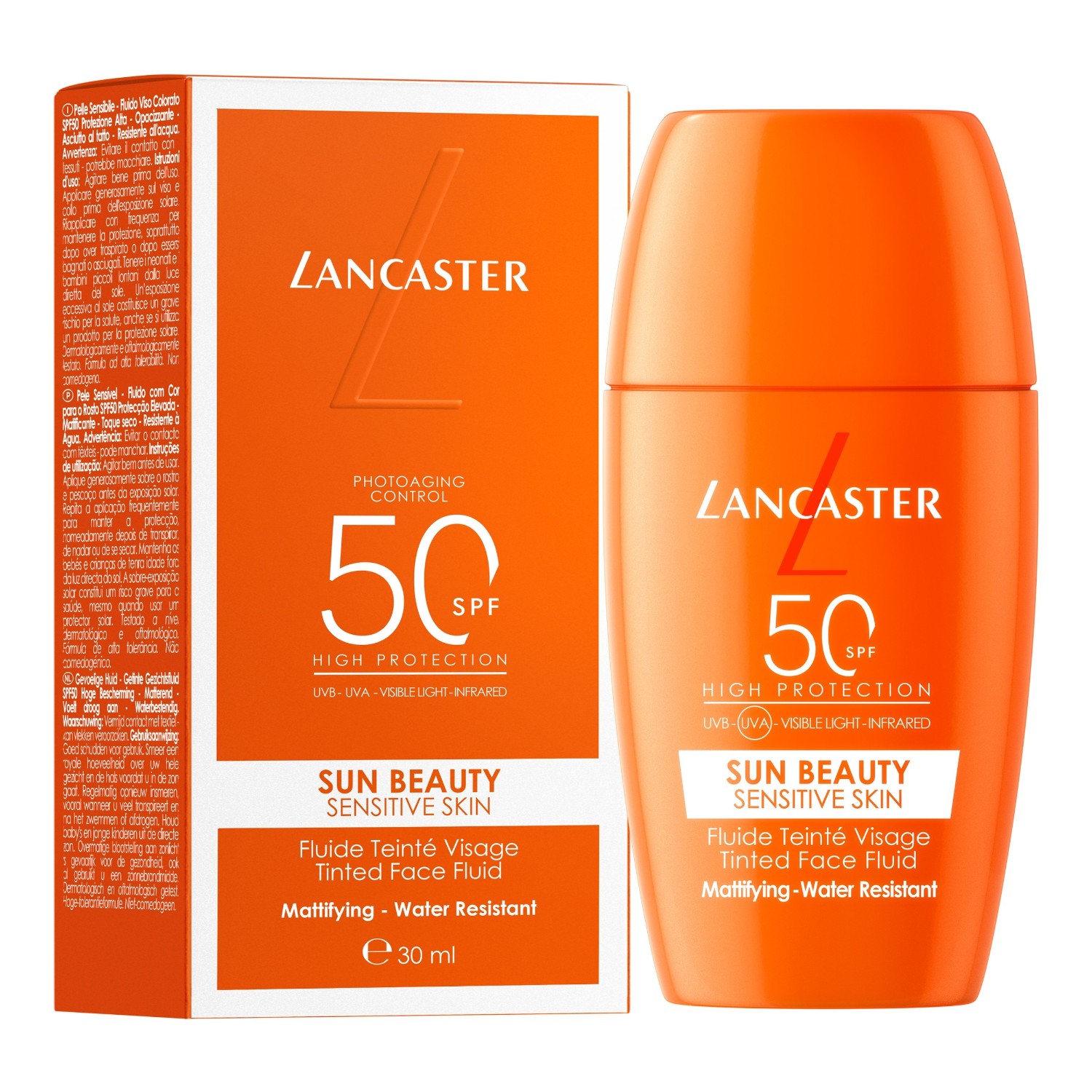 Lancaster Sun Care Protector solar líquido matificante con color para piel sensible SPF 50 - 30 ml