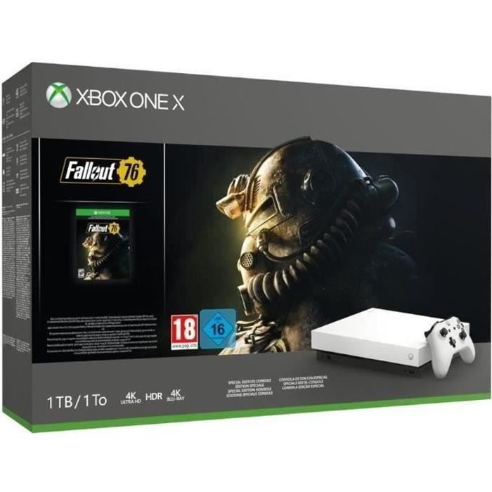 Consola Microsoft Xbox One X de 1 TB + Fallout 76 blanca - Reacondicionada - Muy buen estado