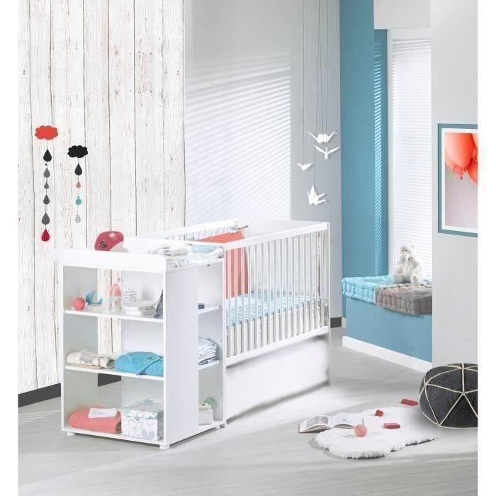 Cuna convertible 3 en 1 SAUTHON ELOI - Blanca + Colchón para bebé TINEO 60 x 120 cm