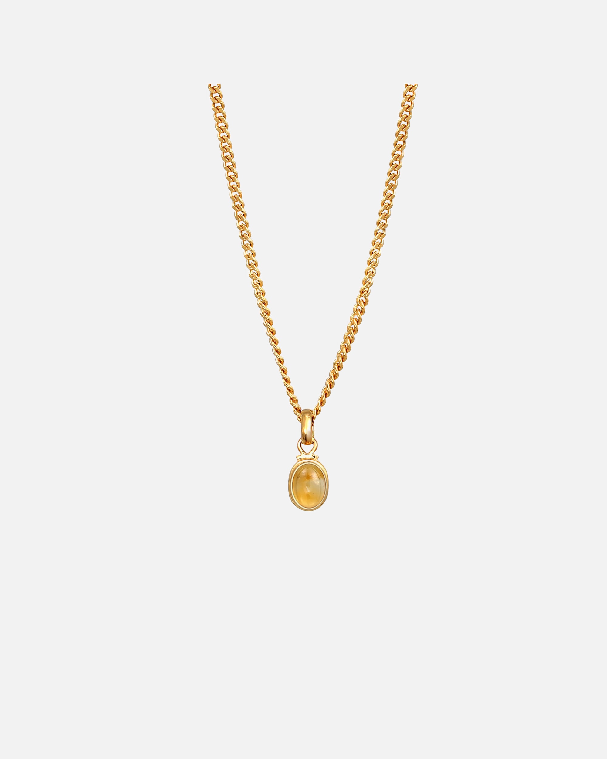 Elli PREMIUM Pendentif pour dames en pierre cabochon ovale classique avec citrine en argent sterling 925 plaqué or