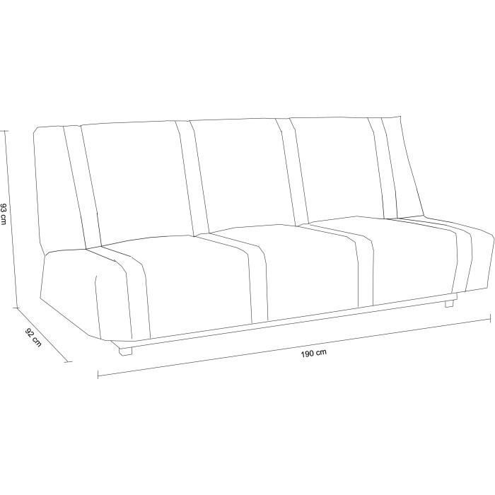 Divano letto a 3 posti con meccanismo click-clack - Tessuto nero - Stile contemporaneo - L 193 x P 92 cm - LENA