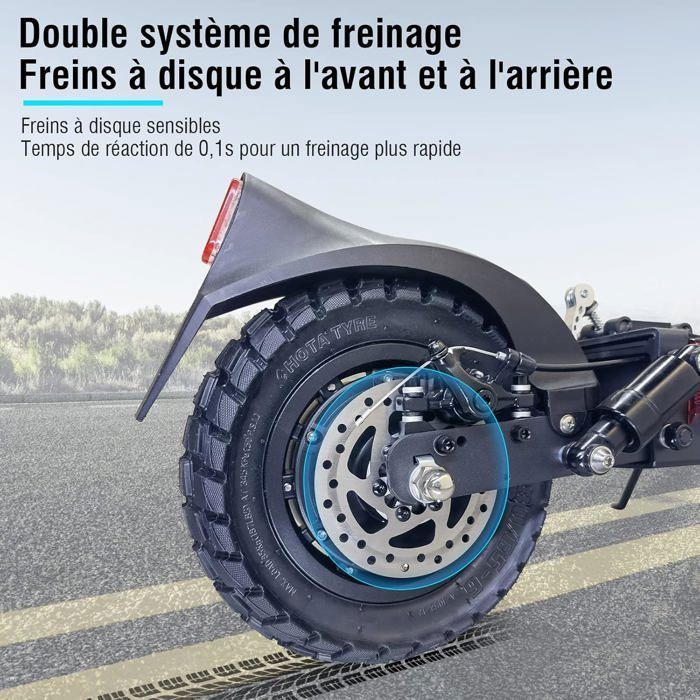 JOYOR Y6-S - Trottinette électrique - Moteur 500 W - Batterie 48 V 18 Ah - Max 45km/h - Autonomie 60 km - Freins à disque - Noir