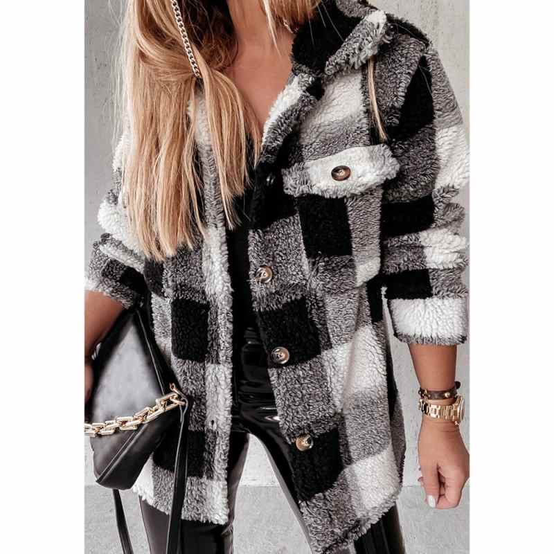 Mote Høst Dame Rutete Blazere og Jakker Arbeid Kontor Dame Dress Slank Dobbeltspent Forretnings Kvinnelig Blazer Kåpe Talever